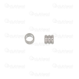 1720-240107-0104 - Stainless Steel Bead Cylinder 4x4mm Double Line Design 3mm hole Natural 50pcs 1720-240107-0104,4x4,montreal, quebec, canada, beads, wholesale