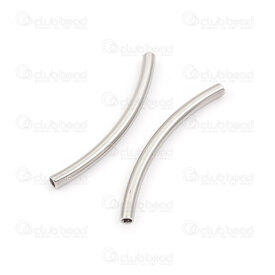1720-240107-06 - Stainless Steel bead tube 40x3mm curve round 2mm hole Natural 10 pcs 1720-240107-06,Beads,Stainless Steel,montreal, quebec, canada, beads, wholesale