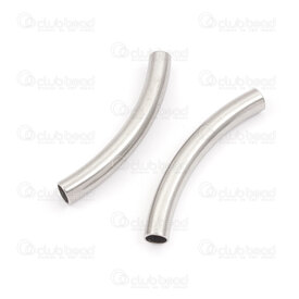 1720-240107-08 - Stainless Steel bead tube 40x5mm curve round 4mm hole Natural 10 pcs 1720-240107-08,Beads,Stainless Steel,montreal, quebec, canada, beads, wholesale