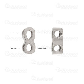 1720-240113-02 - Stainless Steel Bead Infinity 4x8x3mm 2mm hole High Quality Polish Natural 4pcs 1720-240113-02,Beads,Metal,Stainless Steel,montreal, quebec, canada, beads, wholesale