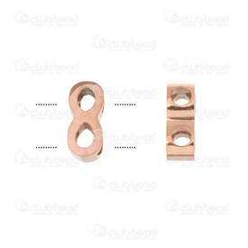 1720-240113-02RGL - Stainless steel Bead Infinity 4x8x3mm 2mm hole High Quality Polish Rose Gold 4pcs 1720-240113-02RGL,montreal, quebec, canada, beads, wholesale