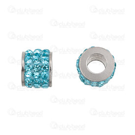 1720-240207-0802 - Stainless Steel 304 Bead Cylinder 6.5x5mm with Light Blue Rhinestone (3 rows) 3mm hole Natural 10pcs 1720-240207-0802,New Products,montreal, quebec, canada, beads, wholesale