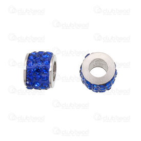 1720-240207-0804 - Stainless Steel 304 Bead Spacer Cylinder 5x6.5mm with Rhinestone Royal Blue 3 rows 3mm hole Natural 10pcs 1720-240207-0804,montreal, quebec, canada, beads, wholesale