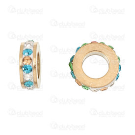 1720-240207-154GL - Stainless Steel 304 Bead Spacer Washer 3.5x11mm wih Rhinestone Mix 5.5mm hole Gold Plated 10pcs 1720-240207-154GL,Findings,Spacers,Rhinestones,montreal, quebec, canada, beads, wholesale