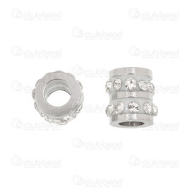 1720-240207-22 - Stainless Steel 304 Bead Spacer Cylinder 6x5.5mm with Rhinestone Crystal 2 rows 3mm hole Natural 10pcs 1720-240207-22,Findings,Spacers,Rhinestones,montreal, quebec, canada, beads, wholesale