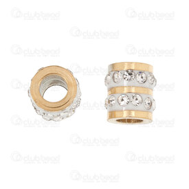 1720-240207-22GL - Stainless Steel 304 Bead Spacer Cylinder 6x5.5mm with Rhinestone Crystal 2 rows 3mm hole Gold Plated 10pcs 1720-240207-22GL,Beads,Stainless Steel,montreal, quebec, canada, beads, wholesale