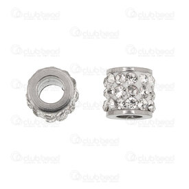 1720-240207-24 - Stainless Steel 304 Bead Spacer Cylinder 5x5.5mm with Rhinestone Crystal 3 rows 2.5mm hole Natural 10pcs 1720-240207-24,Beads,Metal,montreal, quebec, canada, beads, wholesale
