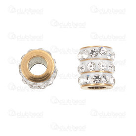 1720-240207-26GL - Stainless Steel 304 Bead Spacer Cylinder 6x5.5mm with Rhinestone Crystal 3 rows 2.5mm hole Gold Plated 10pcs 1720-240207-26GL,Beads,Metal,Stainless Steel,montreal, quebec, canada, beads, wholesale