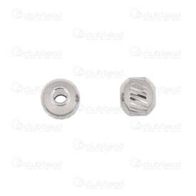 1720-240301-0506 - Stainless steel bead round 5.5x6mm diagonal line design 2mm hole Natural 50pcs 1720-240301-0506,1720-240301,montreal, quebec, canada, beads, wholesale