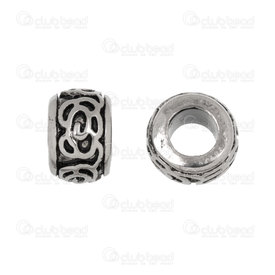1720-240307-04AN - Stainless Steel 304 Bead Spacer Donut 12x8mm Antique With Flower Design 2pcs  Weight 4g 1720-240307-04AN,Beads,Metal,2pcs,Bead,Spacer,Metal,Stainless Steel 304,12X8MM,Round,Donut,Grey,Antique,With Flower Design,China,montreal, quebec, canada, beads, wholesale