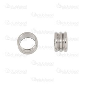1720-240307-20 - Stainless steel bead Cylinder 5x8mm Lined Design 6mm hole Natural 20pcs 1720-240307-20,Beads,Stainless Steel,montreal, quebec, canada, beads, wholesale