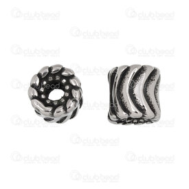 1720-240307-22AN - Stainless steel Bead Cylinder 11.5x11mm Fancy Curved Line Design 4.5mm hole Antique 4pcs 1720-240307-22AN,montreal, quebec, canada, beads, wholesale