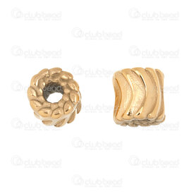1720-240307-22GL - Stainless steel Bead Cylinder 11.5x11mm Fancy Curved Line Design 4.5mm hole Gold 4pcs 1720-240307-22GL,Stainless Steel,Beads and Pendants,montreal, quebec, canada, beads, wholesale