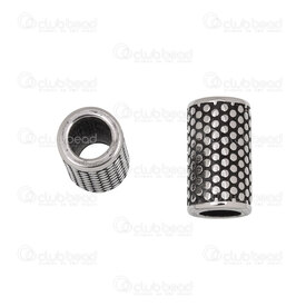 1720-240307-24AN - Stainless steel Bead Tube 16.5x9mm Fancy Dot Design 6mm hole Antique 4pcs 1720-240307-24AN,Stainless Steel,montreal, quebec, canada, beads, wholesale