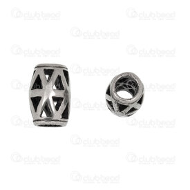 1720-240307-28AN - Stainless Steel Bead Fancy Cylinder 12.5X8.5mm Triangle Design Hollow 4mm hole Antique 4pcs 1720-240307-28AN,Beads,Stainless Steel,montreal, quebec, canada, beads, wholesale