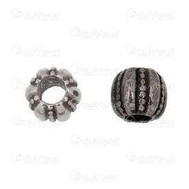 1720-240307-38AN - Stainless Steel Bead Cylinder 10x11mm Fancy Plain-Dot Design 5mm hole Antique 4pcs 1720-240307-38AN,montreal, quebec, canada, beads, wholesale