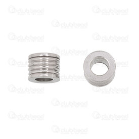 1720-240307-44 - Stainless Steel Bead Cylinder 6x8mm Lined Design 4mm hole Natural 10pcs 1720-240307-44,Beads,Metal,Stainless Steel,montreal, quebec, canada, beads, wholesale