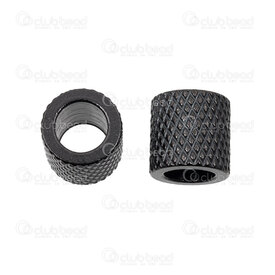 1720-240307-4510BK - Acier Inoxydable 304 Bille Cylindre 10x10mm Motif Ligne Filet Trou 6mm Noir 10pcs 1720-240307-4510BK,Accessoires de finition,Séparateurs,montreal, quebec, canada, beads, wholesale