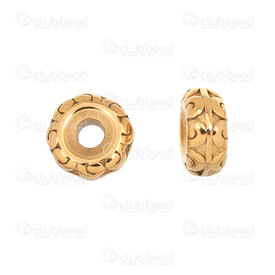 1720-240307-46GL - Stainless Steel Bead Spacer 4x9.5mm with Fancy Design 3mm hole Gold Plated 4pcs 1720-240307-46GL,SP.FAN,montreal, quebec, canada, beads, wholesale
