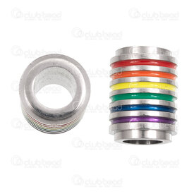1720-240307-52 - Stainless Steel 304 Bead Tube 16x12mm Rainbow Lined Design 7mm Hole Natural 1pc 1720-240307-52,Stainless steel,montreal, quebec, canada, beads, wholesale