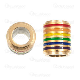 1720-240307-52GL - Stainless Steel 304 Bead Tube 16x12mm Rainbow Lined Design 7mm Hole Gold Plated 1pc 1720-240307-52GL,Stainless steel,montreal, quebec, canada, beads, wholesale