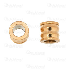 1720-240307-54GL - Acier Inoxydable 304 Bille Cylindre 7.5x8mm Motif Ligne Trou 5mm Plaque Or 10pcs 1720-240307-54GL,montreal, quebec, canada, beads, wholesale