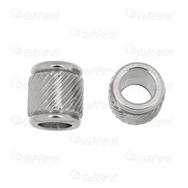 1720-240307-569.0 - Acier Inoxydable 304 Bille Baril 9x8mm Motif Ligne Diagonal Trou 5mm Naturel 20pcs 1720-240307-569.0,Billes,Métal,Acier inoxydable,montreal, quebec, canada, beads, wholesale
