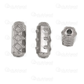 1720-240307-58 - Acier Inoxydable 304 Bille Tube 19x7x7mm Motif Diamant Trou 2mm Naturel 5pcs 1720-240307-58,2mm,montreal, quebec, canada, beads, wholesale