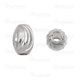 1720-240312-06 - Stainless Steel 304 Bead Rice shape 7x5mm Shell Lined Design 2mm hole Natural 20pcs 1720-240312-06,coquillages,montreal, quebec, canada, beads, wholesale