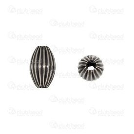 1720-240312-12AN - Stainless steel Bead Oval 12x8mm Lined Design 2mm hole Antique 4pcs 1720-240312-12AN,montreal, quebec, canada, beads, wholesale