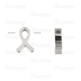 1720-240313-08 - Stainless steel Bead Breast Cancer Logo 12x8.5x3.5mm 2mm hole Natural 4pcs 1720-240313-08,Beads,Metal,Stainless Steel,montreal, quebec, canada, beads, wholesale