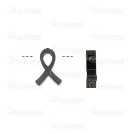 1720-240313-08BN - Stainless steel Bead Breast Cancer Logo 12x8.5x3.5mm 2mm hole Black 4pcs 1720-240313-08BN,Beads,Metal,Stainless Steel,montreal, quebec, canada, beads, wholesale