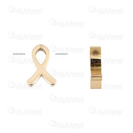 1720-240313-08GL - Stainless steel Bead Breast Cancer Logo 12x8.5x3.5mm 2mm hole Gold 4pcs 1720-240313-08GL,Beads,Metal,Stainless Steel,montreal, quebec, canada, beads, wholesale