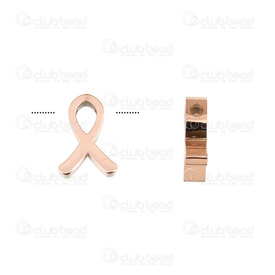 1720-240313-08RGL - Stainless steel Bead Breast Cancer Logo 12x8.5x3.5mm 2mm hole Rose Gold 4pcs 1720-240313-08RGL,1720-,montreal, quebec, canada, beads, wholesale