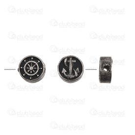 1720-240315-02AN - Acier Inoxydable Bille Rond Gouvernail et Ancre 10x5mm Trou 2mm Antique 4pcs 1720-240315-02AN,montreal, quebec, canada, beads, wholesale