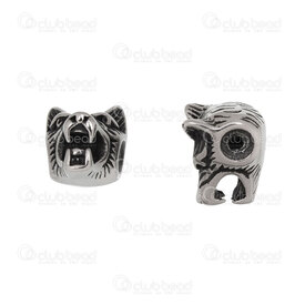1720-2410-10AN - Animal Stainless steel Bead Wolf Head 10.5x12x15mm Antique 2mm hole 4pcs 1720-2410-10AN,1720-24,montreal, quebec, canada, beads, wholesale