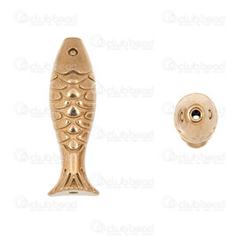 1720-2410-20GL - Animal Stainless Steel 304 Bead Fish 20.5x6.5x5.5mm  Lined Design 1mm Hole Gold Plated 4pcs 1720-2410-20GL,montreal, quebec, canada, beads, wholesale