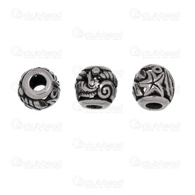 1720-2411-10 - Nature Stainless Steel 304 Bead Round 10x11mm Sea Creature Design 4mm hole Antique Natural 4pcs 1720-2411-10,Beads,Metal,Stainless Steel,montreal, quebec, canada, beads, wholesale