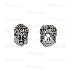 1720-2412-12 - Spiritual Stainless Steel Bead Buddha Head 9.5x12x15mm 3.5mm hole Natural 4pcs 1720-2412-12,Beads,Metal,Stainless Steel,montreal, quebec, canada, beads, wholesale