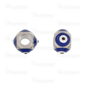 1720-2412-16 - Spiritual Stainless Steel Bead Round Evil Eye 6x9mm Blue Filling 3.5mm hole Natural 10pcs 1720-2412-16,Stainless Steel Evil Eye,montreal, quebec, canada, beads, wholesale