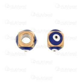 1720-2412-16GL - Spiritual Stainless Steel Bead Round Evil Eye 6x9mm Blue Filling 3.5mm hole Gold Plated 10pcs 1720-2412-16GL,Beads,Metal,Stainless Steel,montreal, quebec, canada, beads, wholesale