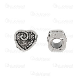 1720-2414-02 - stainless steel bead heart 10mm natural 2pcs 1720-2414-02,montreal, quebec, canada, beads, wholesale