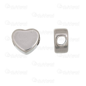 1720-2414-1710H - Heart Stainless Steel 304 Bead Heart Shape 10x8.5x5mm 3mm hole Horizontal Hole Natural 10pcs 1720-2414-1710H,12,montreal, quebec, canada, beads, wholesale
