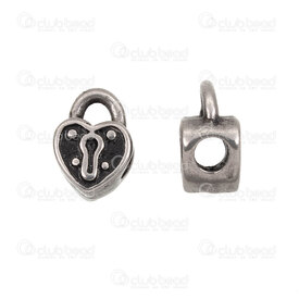 1720-2414-18AN - Heart Stainless Steel Bead Heart-Lock 15.5x11x8.5mm Lock Design 4.5mm hole Antique 4pcs 1720-2414-18AN,1720-2,montreal, quebec, canada, beads, wholesale