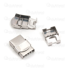 1720-2502-14 - Stainless Steel clasp 15.5x6.5mm for 14mm Flat Cord Natural 2 sets 1720-2502-14,Findings,Clasps,Clip clasps,montreal, quebec, canada, beads, wholesale