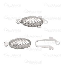 1720-2508-2 - Stainless Steel Pawl Clasp 21.5x8.5mm Fancy Lined Design with Security Hook Natural 20Sets 1720-2508-2,Findings,montreal, quebec, canada, beads, wholesale
