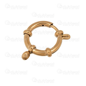 1720-2516-S16GL - Stainless Steel 304 Sailor Clasp Round 14.5x12x2.5mm 3mm Opening with 2.5mm Ring Gold Plated 5pcs 1720-2516-S16GL,Findings,Clasps,Springing,Spring rings,montreal, quebec, canada, beads, wholesale