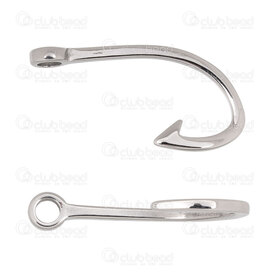 1720-2522 - Stainless Steel Fish Hook Hook Clasp 40x18x2mm with 4mm loop Natural 2pcs 1720-2522,Stainless Steel Hook clasp,montreal, quebec, canada, beads, wholesale