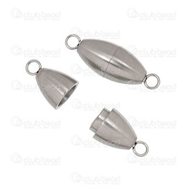 1720-2524-2B - Stainless Steel 304 Magnetic Clasp 26x9mm Oval Natural Brushed Finish With 4mm Ring 2pcs 1720-2524-2B,Findings,Clasps,Magnetic,montreal, quebec, canada, beads, wholesale