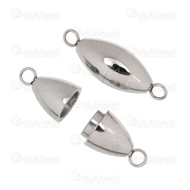 1720-2524 - Stainless Steel 304 Magnetic Clasp 26x9mm Oval Natural With 4mm Ring 2pcs 1720-2524,Findings,Clasps,Magnetic,Stainless Steel 304,Magnetic Clasp,Oval,26x9mm,Grey,Natural,Metal,With 4mm Ring,2pcs,China,montreal, quebec, canada, beads, wholesale